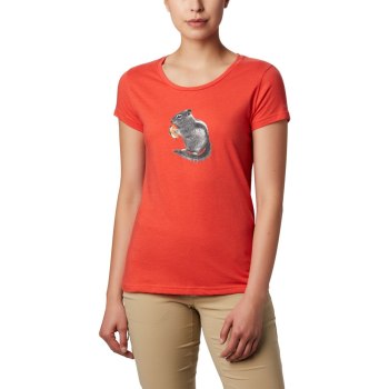 Columbia T-Shirt Dames, Hidden Lake Crew Rood, 17VEFDLQH